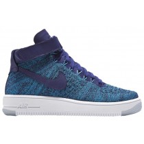 Nike Air Force 1 Hi Flyknit Femmes chaussures de sport bleu/violet OOJ721