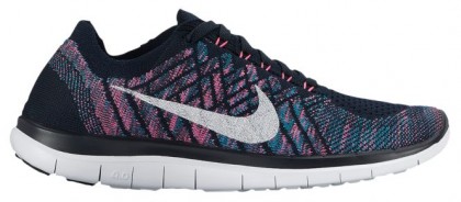 Nike Free 4.0 Flyknit Femmes sneakers bleu marin/blanc NOL358