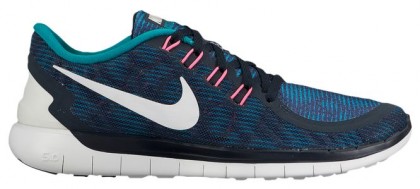 Nike Free 5.0 2015 Femmes chaussures de course bleu marin/blanc WBW945