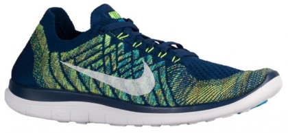 Nike Free 4.0 Flyknit 2015 Hommes chaussures bleu marin/vert clair INE348