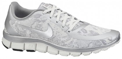 Nike Free 5.0 V4 Femmes chaussures de course argenté/blanc JXT086