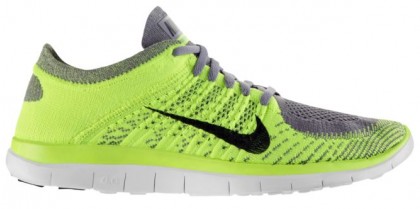 Nike Free 4.0 Flyknit Hommes chaussures de sport gris/vert clair SLJ040