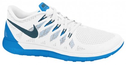 Nike Free 5.0 Hommes chaussures de sport blanc/bleu clair VZZ696