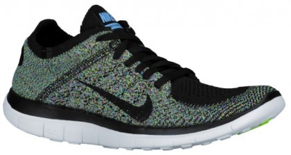 Nike Free 4.0 Flyknit Femmes chaussures de sport noir/bleu clair NKK654