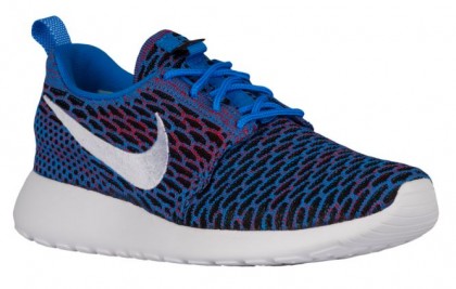 Nike Roshe One Flyknit Femmes chaussures de course bleu/blanc AUF365