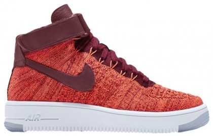 Nike Air Force 1 Hi Flyknit Femmes baskets Orange/bordeaux DHU267