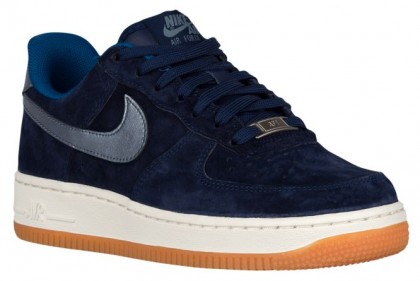 Nike Air Force 1 '07 Low Premium SuedeFemmes chaussures bleu marin/argenté RVF562
