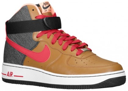 Nike Air Force 1 High Leather Hommes baskets marron/rouge SMK192