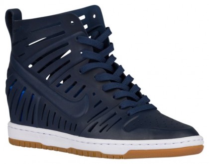 Nike Dunk Sky Hi Femmes chaussures de course bleu marin/blanc YCS853