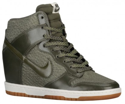 Nike Dunk Sky Hi Femmes chaussures de course olive verte/blanc LAI040